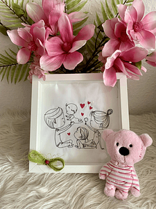 Stickdatei Doodle Familie 2 Mama Papa Baby Set 926/1 Outline - Sewando