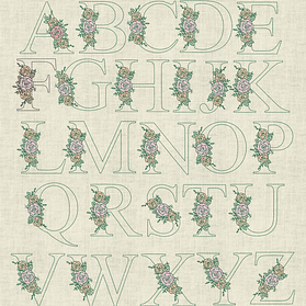 Stickdatei Monogramm mit Blumen Schrift ca. 90mm Set 928 - Sewando
