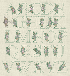 Stickdatei Monogramm mit Blumen Schrift ca. 90mm Set 928 - Sewando