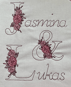 Stickdatei Monogramm mit Blumen Schrift ca. 90mm Set 928 - Sewando