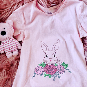 Stickdatei Hase mit Blumen Set 929 Doodle Lineare Art - Sewando