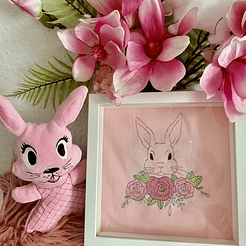 Stickdatei Hase mit Blumen Set 929 Doodle Lineare Art - Sewando