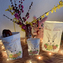 Stickdatei Osterbeutel Lichtbeutel mit Hase und Blumen Set 929 - Sewando