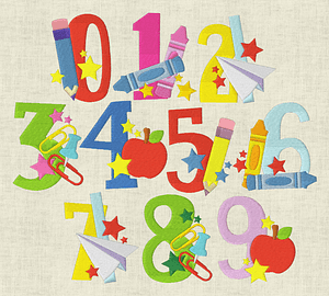 Stickdatei Einschulung, Buchstaben Schrift Alphabet 99mm Set 932 - Sewando