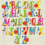Stickdatei Einschulung, Buchstaben Schrift Alphabet 99mm Set 932 - Sewando