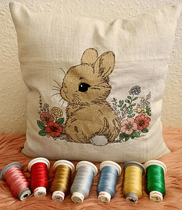 Stickdatei Hase mit Blumen Set 938 Doodle Lineare Art - Sewando