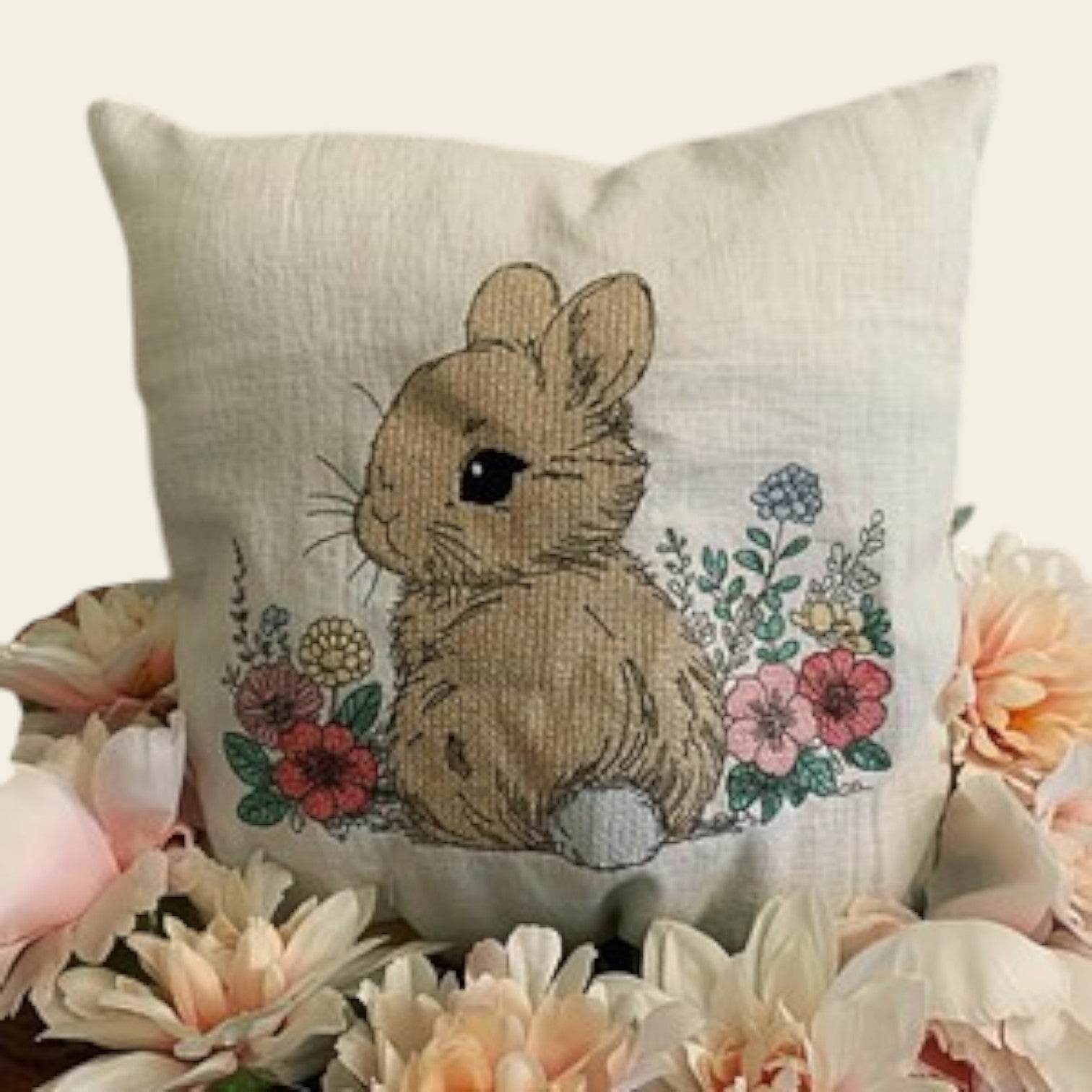 Stickdatei Hase mit Blumen Set 938 Doodle Lineare Art - Sewando