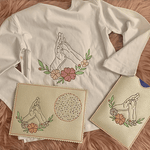 Stickdatei Hand und Pfote mit Blumen, Hund Set 939 Doodle Lineare Art - Sewando