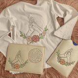 Stickdatei Hand und Pfote mit Blumen, Hund Set 939 Doodle Lineare Art - Sewando
