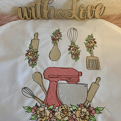 Stickdatei Küche Küchenutensilien mit Blumen Set 941 Doodle Lineare Art - Sewando