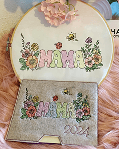 Stickdatei Mama mit Blumen Lineare Art Set 946 - Sewando