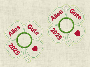 Stickdatei Silvester Kleeblatt Schwein mit Schoki Nase 10x10 Set 774 - Sewando