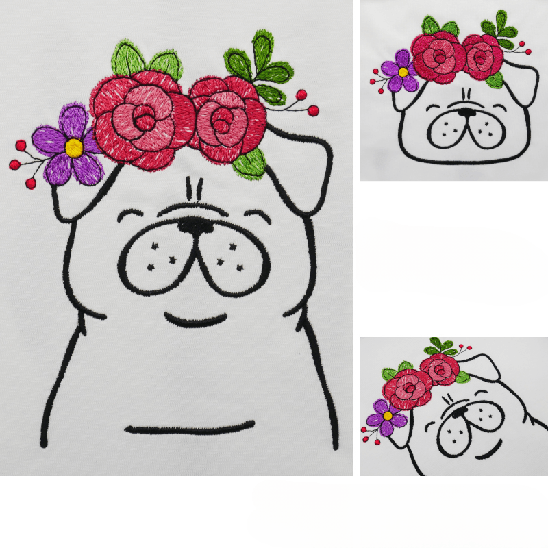Stickdatei Cute Floral Pug - Sewando