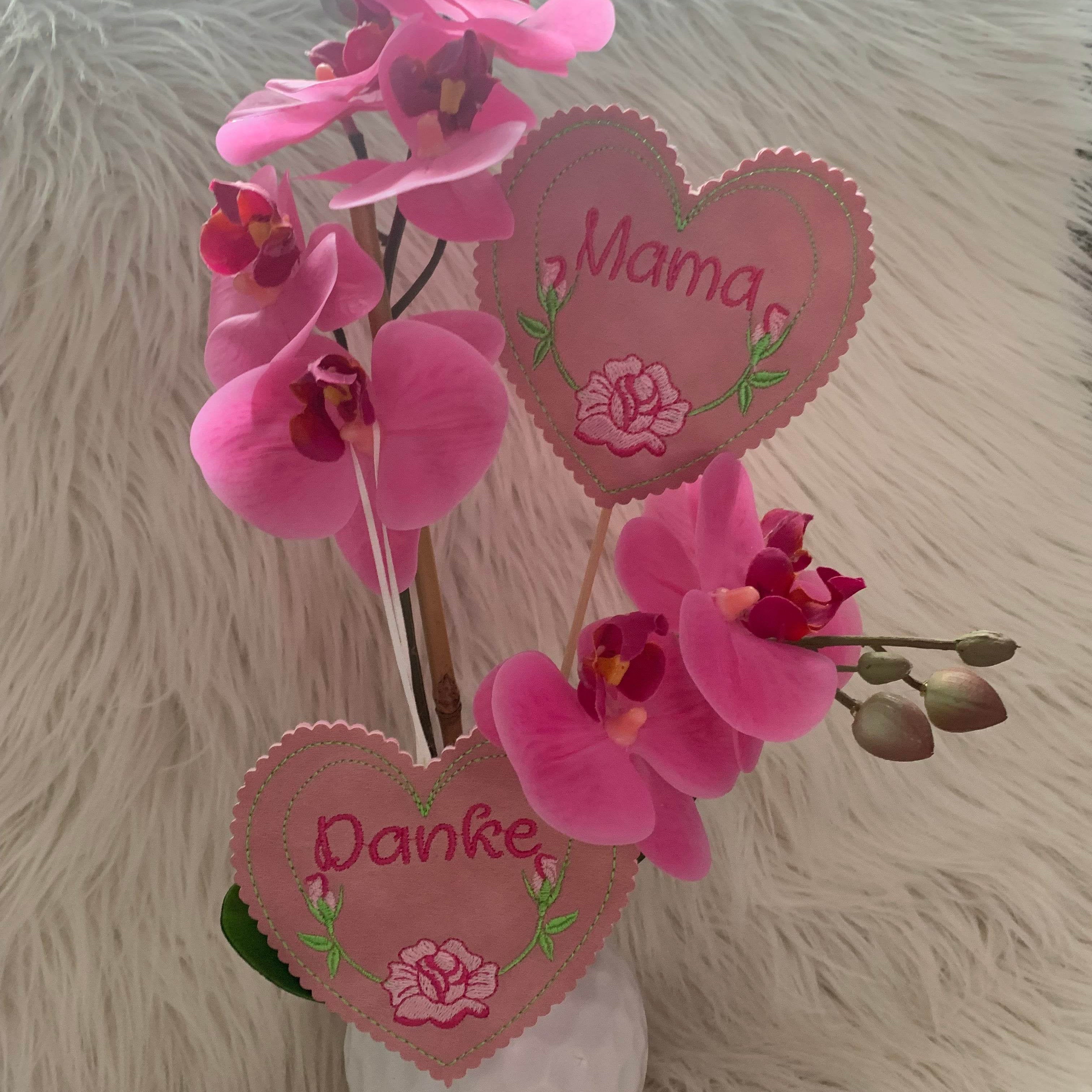 Stickdatei Mug Rug Blumen Schokihülle Muttertag Set 708 - Sewando