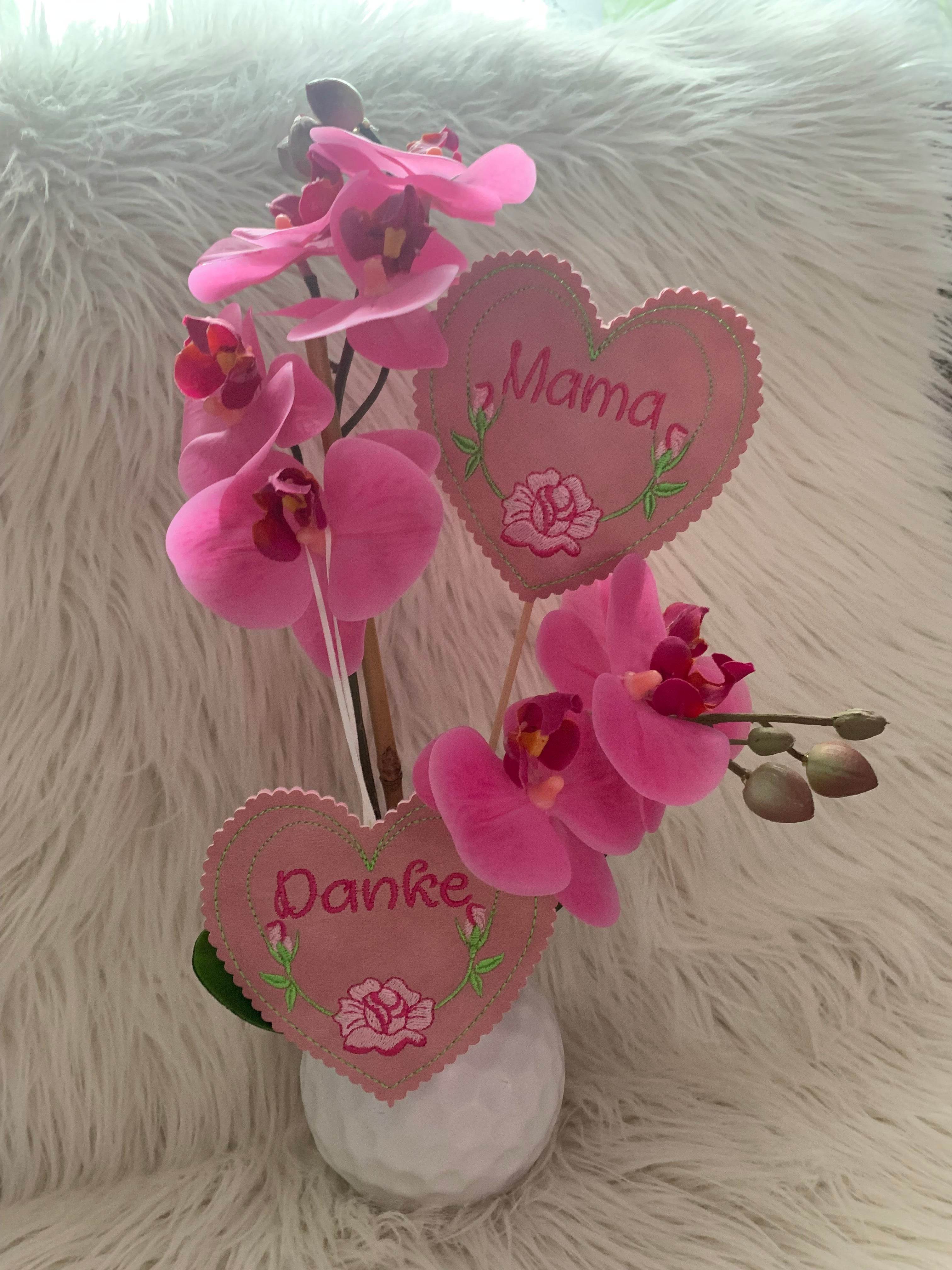 Stickdatei Mug Rug Blumen Schokihülle Muttertag Set 708 - Sewando