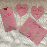 Stickdatei Mug Rug Blumen Schokihülle Muttertag Set 708 - Sewando