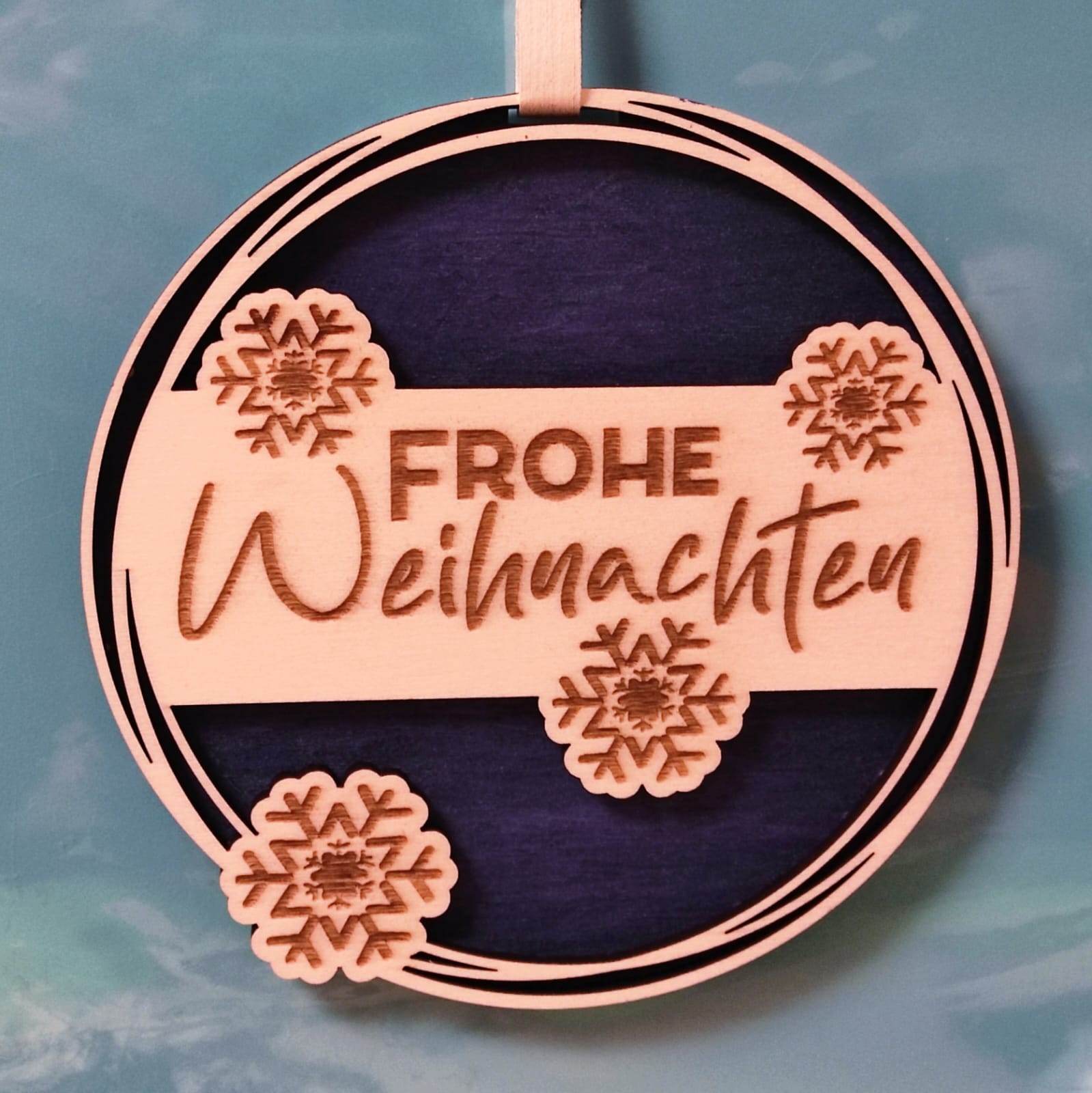 Plotter- Laserdatei Weihnachtskranz mit Schneeflocken - Sewando