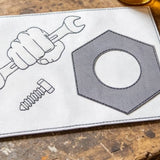 Stickdatei Werkzeug Mug Rug Schlüsselanhänger Set 2680 Vatertag