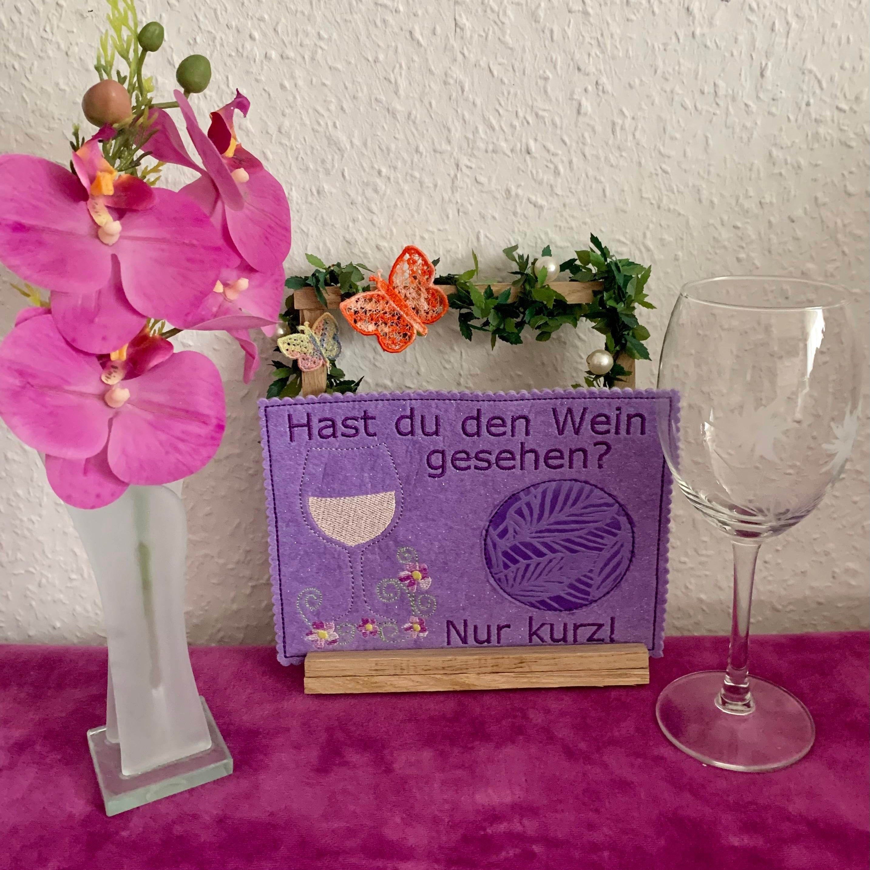 Stickdatei Mug Rug Hast du den Wein gesehen Set 822 - Sewando