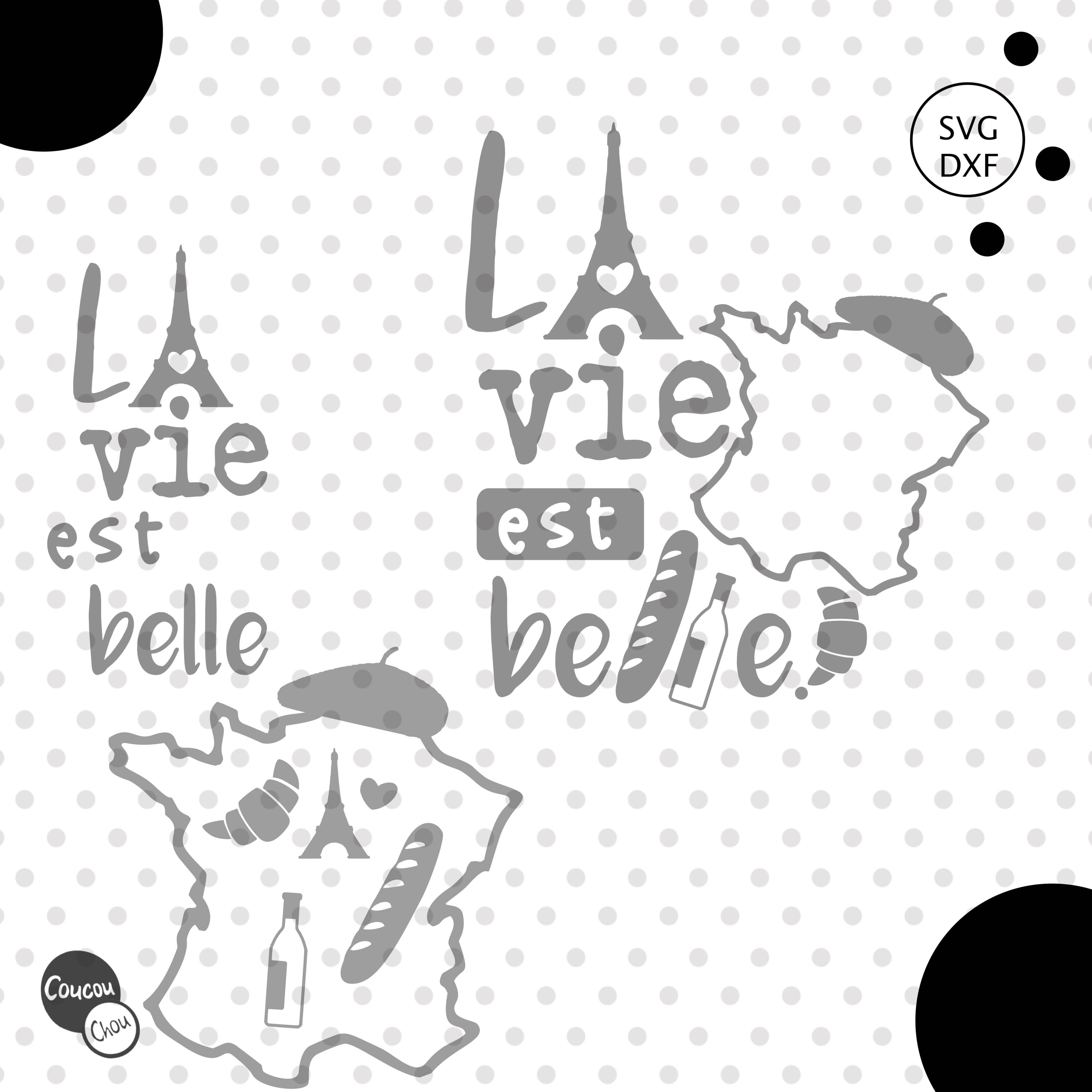 Plotterdatei LA VIE EST BELLE FRANKREICH - Sewando