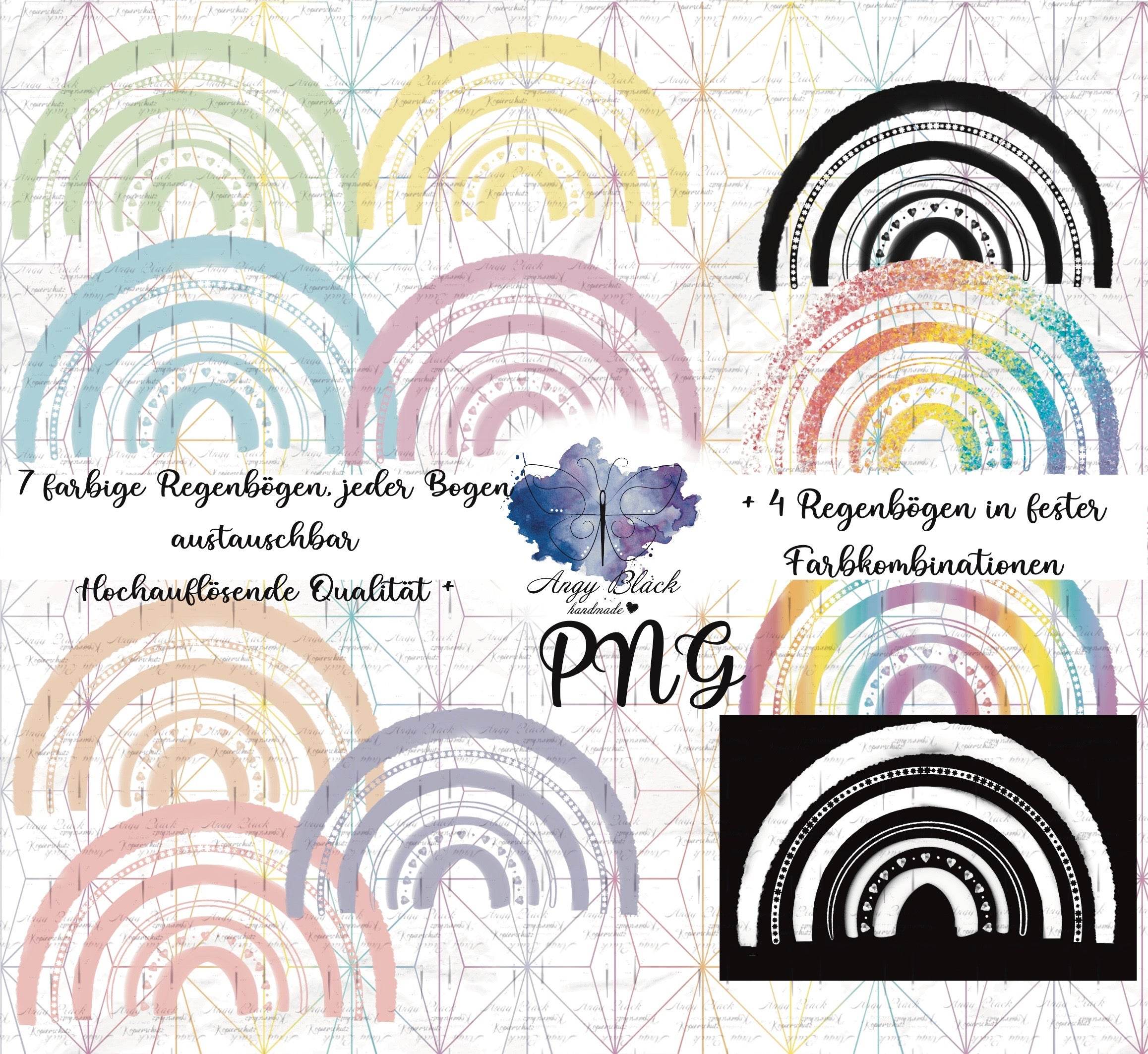 Digiset „Rainbow“ bunt! Digipaper, Digistamps - Sewando