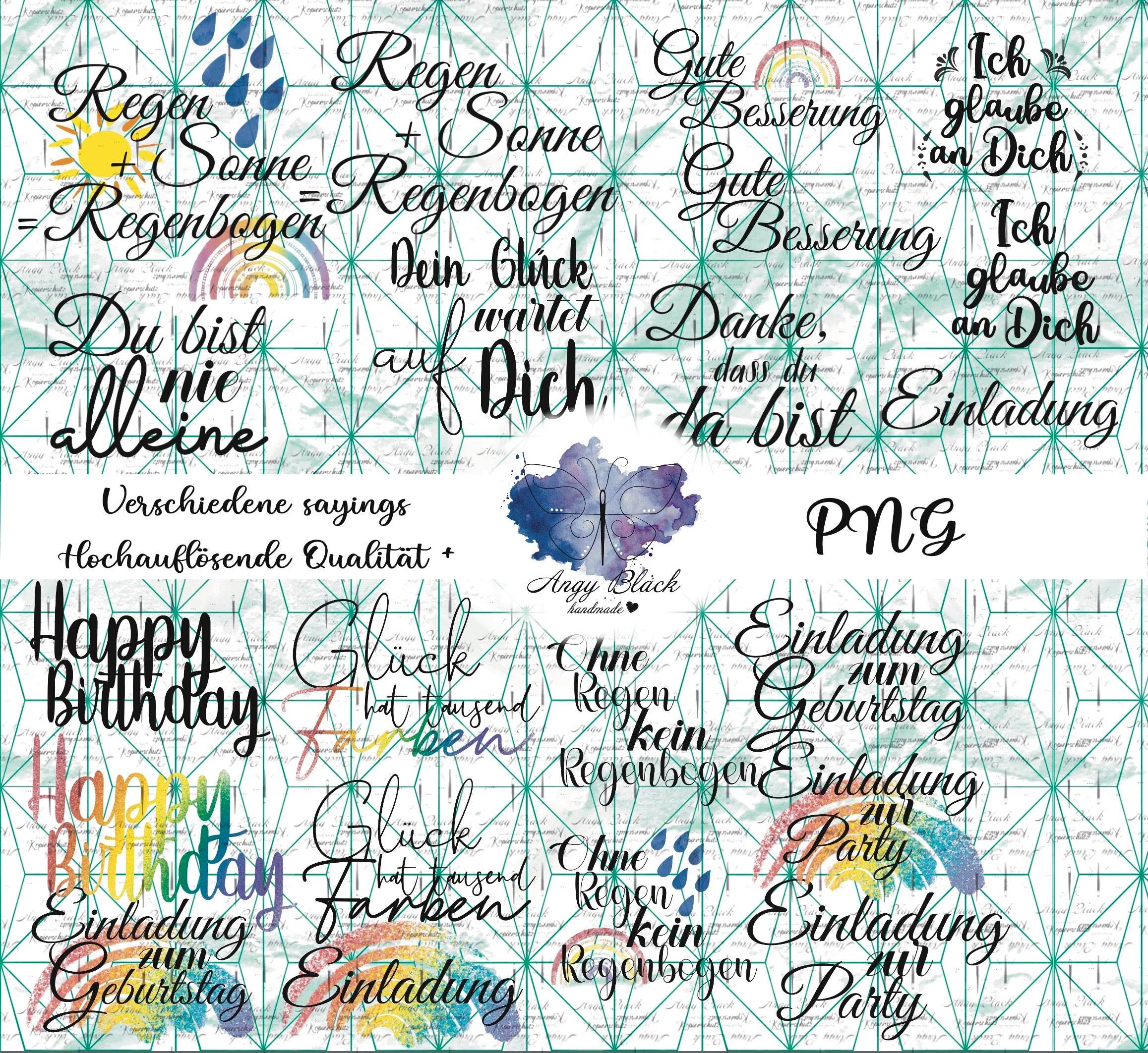 Digiset „Rainbow“ bunt! Digipaper, Digistamps - Sewando