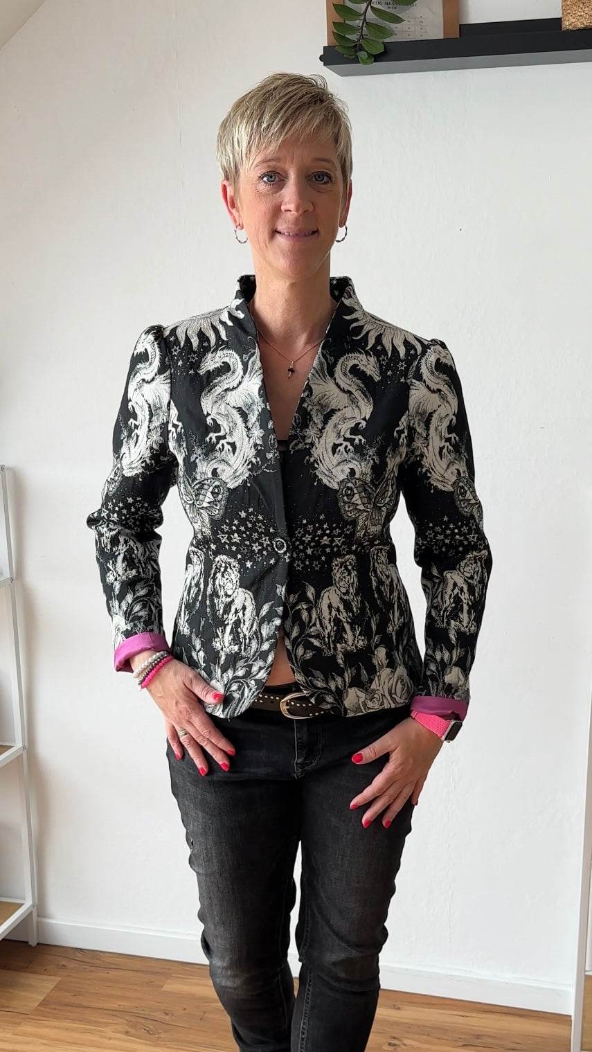 Blazer-02 mit Schalkragen und Puffärmeln - Sewando