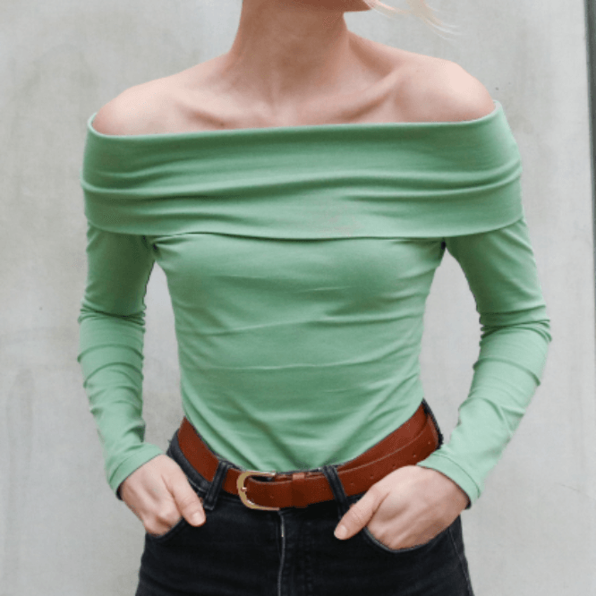 Schnittmuster Schulterfreies Langarmshirt HELGA - Gr. 34 - 46 - Sewando