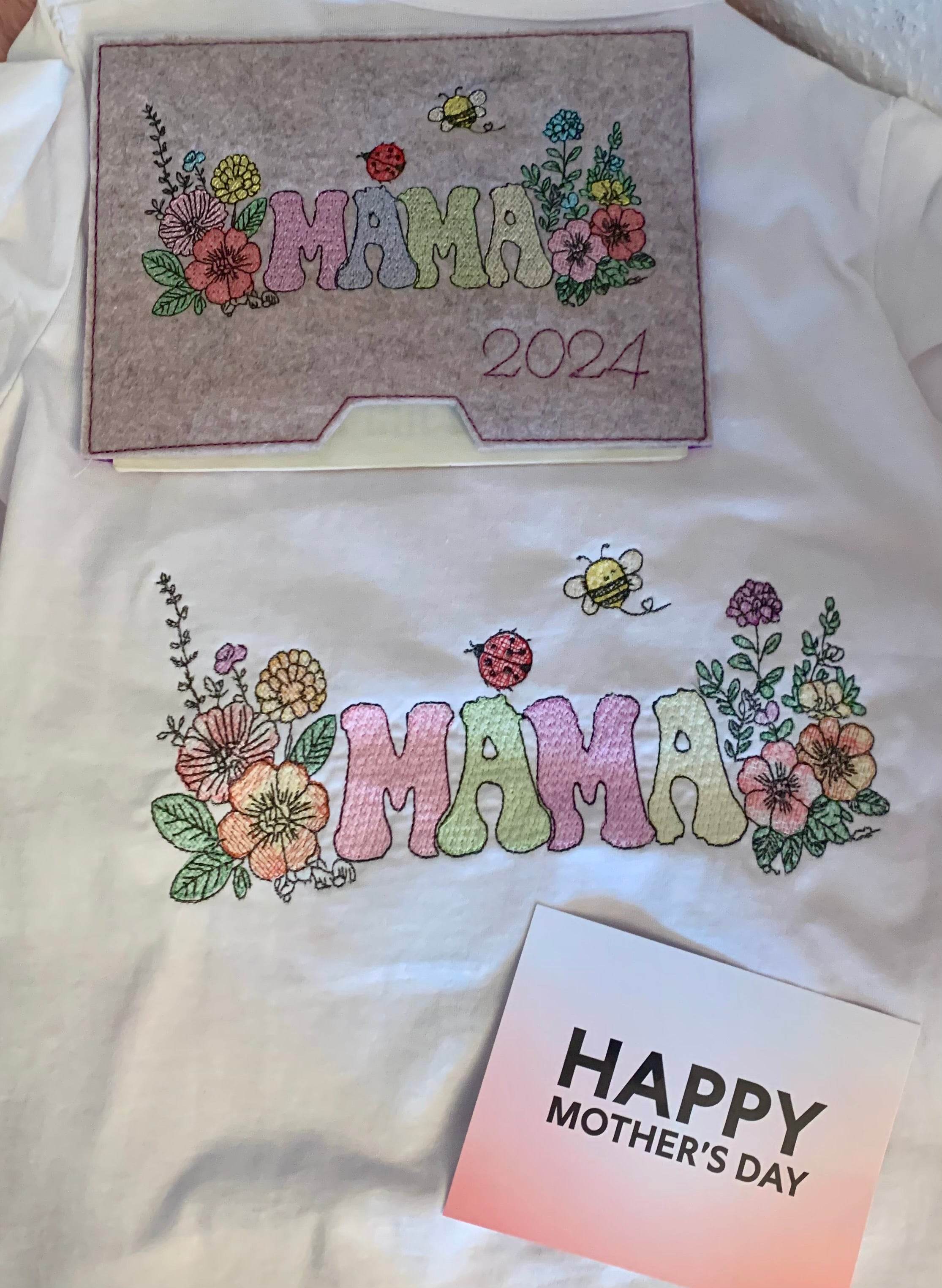 Stickdatei Mama mit Blumen Lineare Art Set 946 - Sewando
