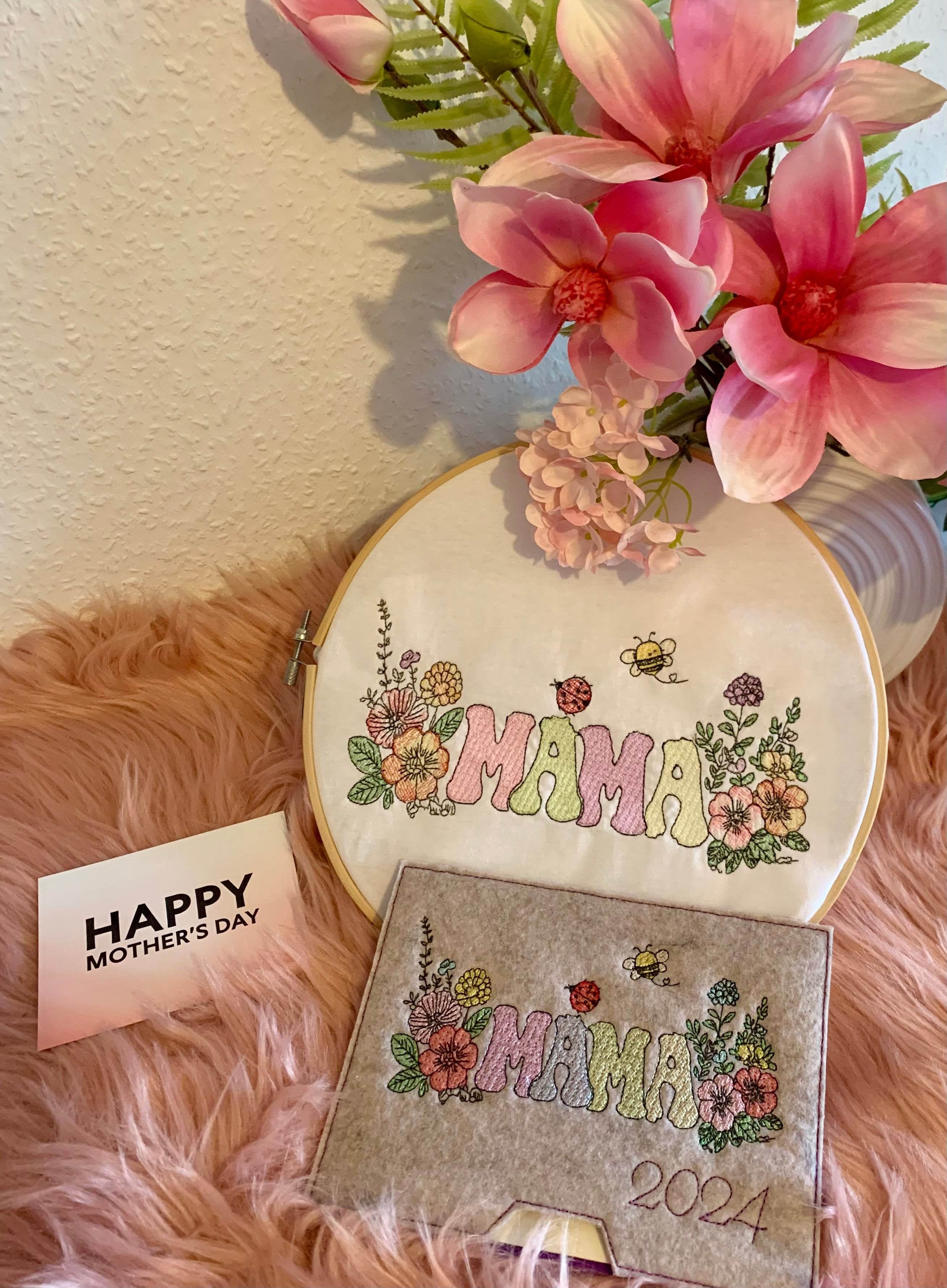 Stickdatei Mama mit Blumen Lineare Art Set 946 - Sewando