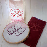 7x Stickdatei "Herzen" Redwork plus ITH Lichtbeutel und Schokohülle