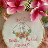 Stickdatei Hände mit Blumen Line Art Outline Redwork Familie Set 950 - Sewando