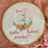 Stickdatei Hände mit Blumen Line Art Outline Redwork Familie Set 950 - Sewando