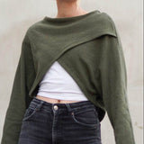 Schnittmuster Kurzer überkreuzter Pulli NORA - Gr. 32 - 46 - Sewando