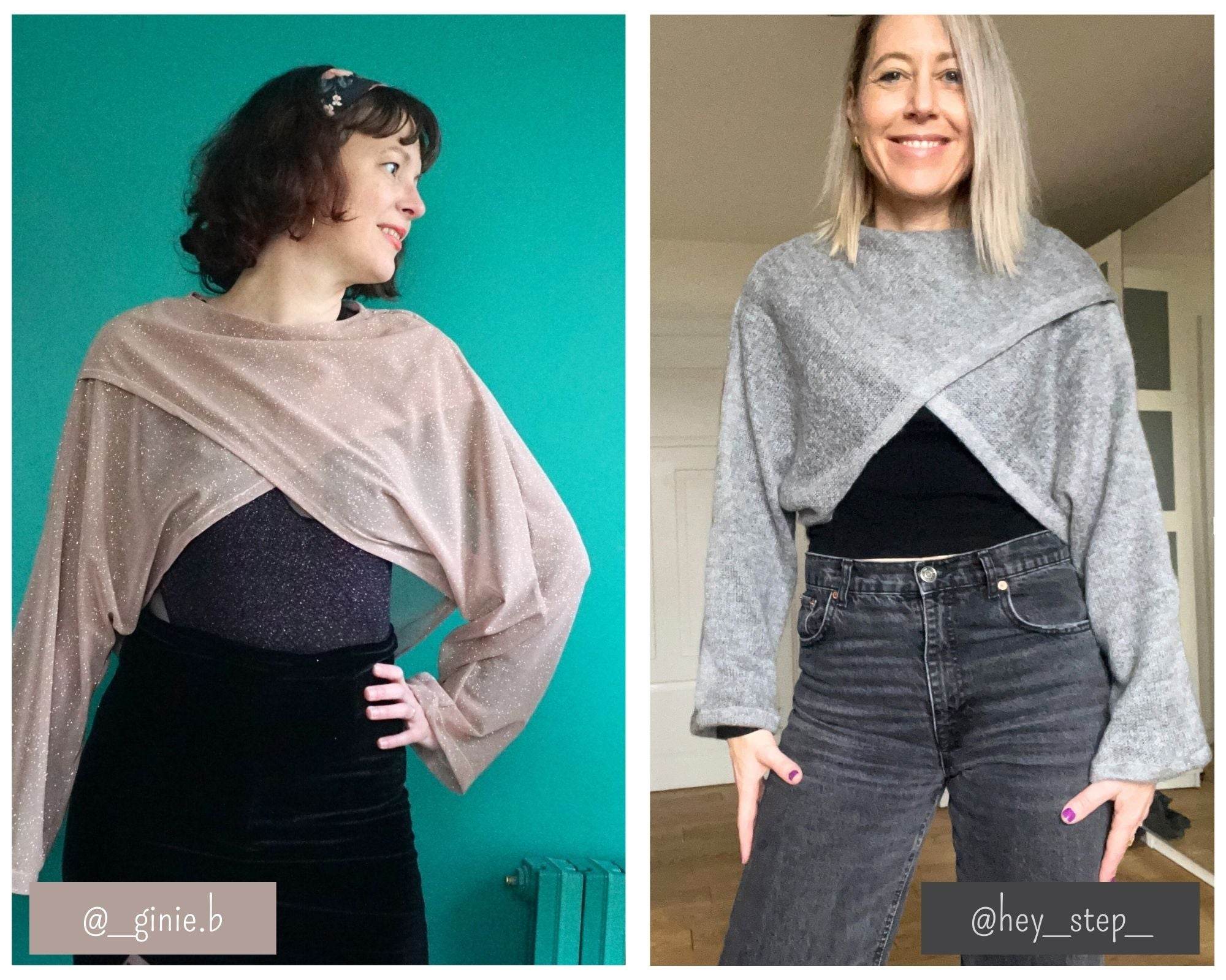 Schnittmuster Kurzer überkreuzter Pulli NORA - Gr. 32 - 46 - Sewando