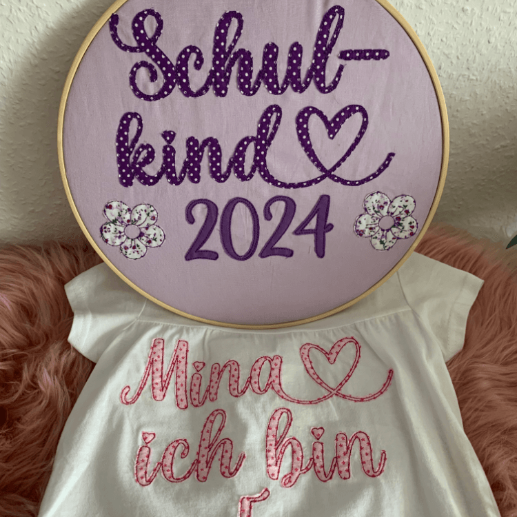 Stickdatei Schrift mit Herzen In Love 3 ca. 60mm Set 641 Doodle Applikation - Sewando