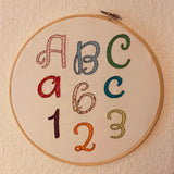 Stickdatei Schrift ab ca. 60mm Set 617 Doodle Applikation Buchstaben Zahlen - Sewando