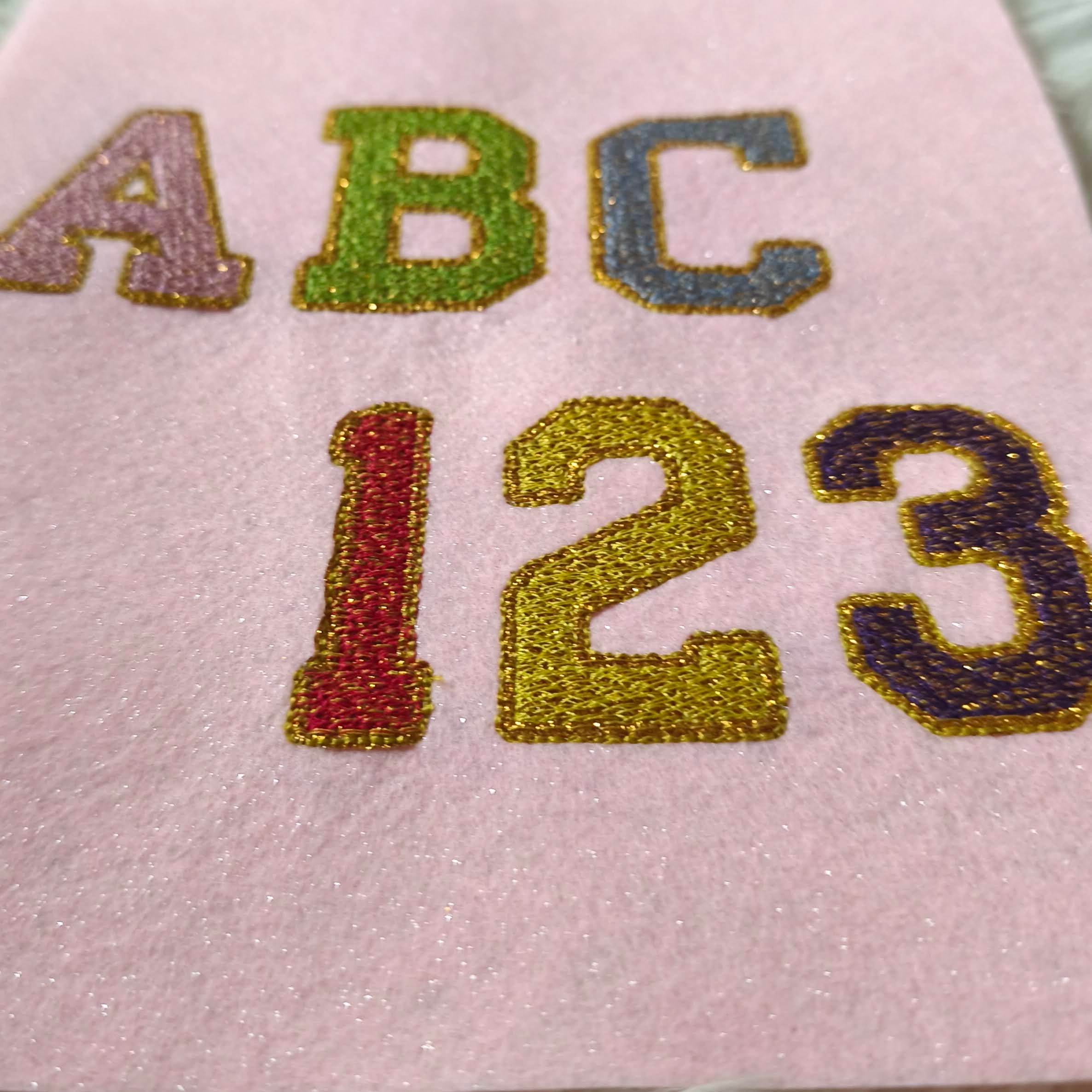 Stickdatei Glitter Vinyl Schrift College Style ca. 65mm Applikation Set 2541 - Sewando