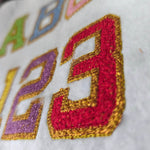 Stickdatei Chenille Glitzer Vinyl Schrift ca. 75mm Applikation Set 2542 - Sewando