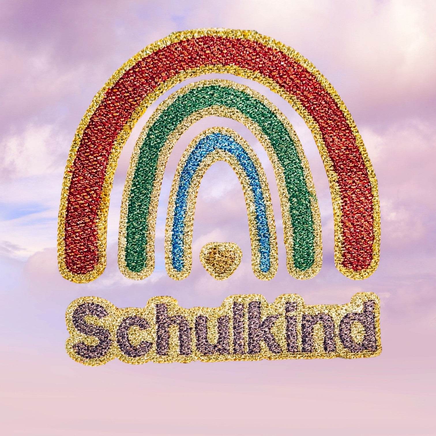 Stickdatei Glitzer Vinyl Regenbogen Schulkind Set 2545 - Sewando
