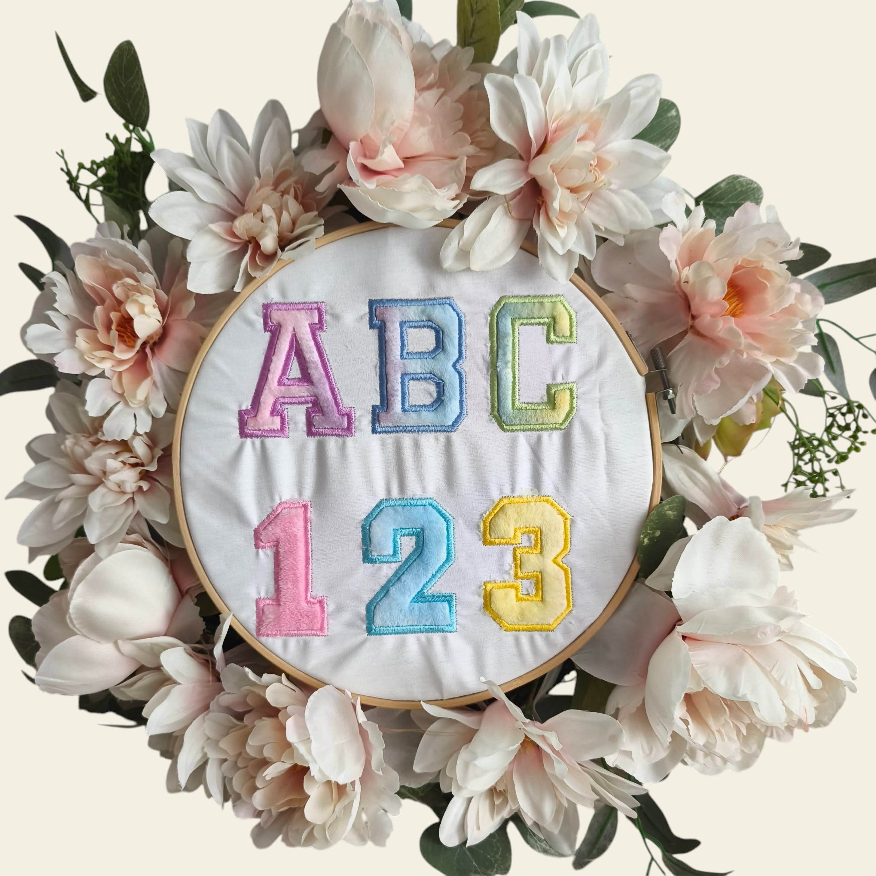 Stickdatei Chenille Applikation Schrift ca. 75mm Set 2543 - Sewando