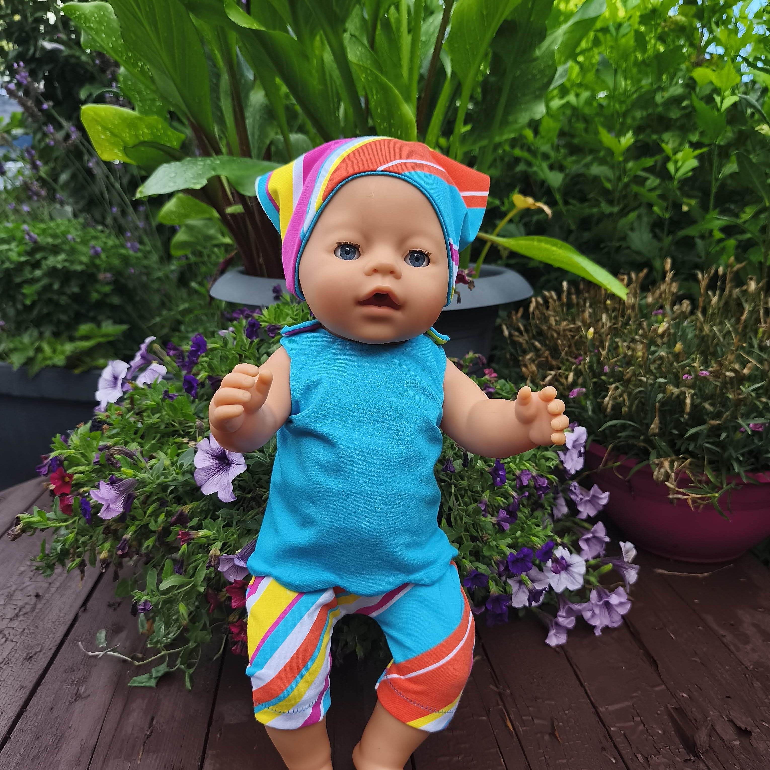 Stickdatei Puppenkleidung für Baby Puppe ca. 43cm Sommer Set 2553 - Sewando