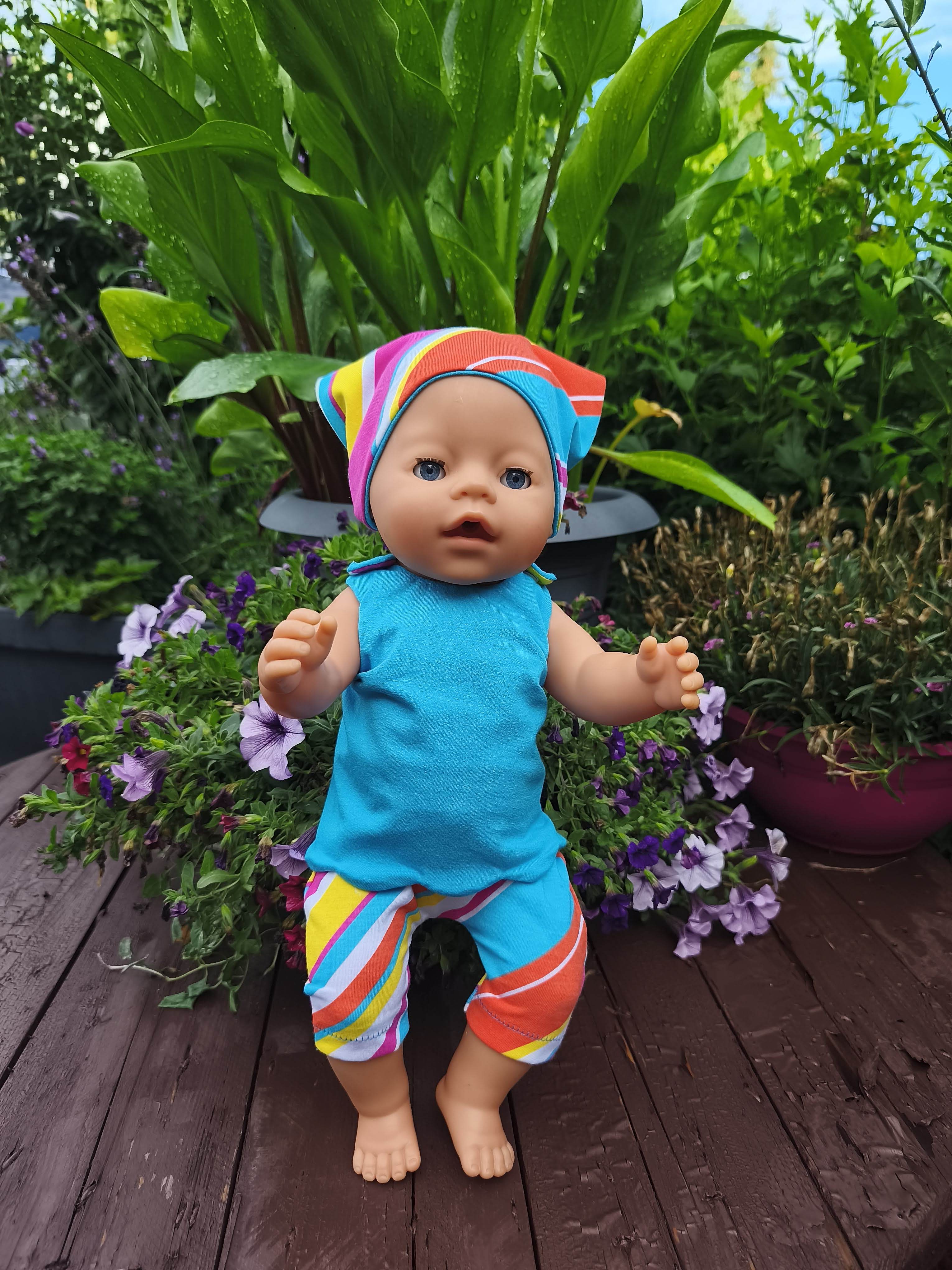 Stickdatei Puppenkleidung für Baby Puppe ca. 43cm Sommer Set 2553 - Sewando
