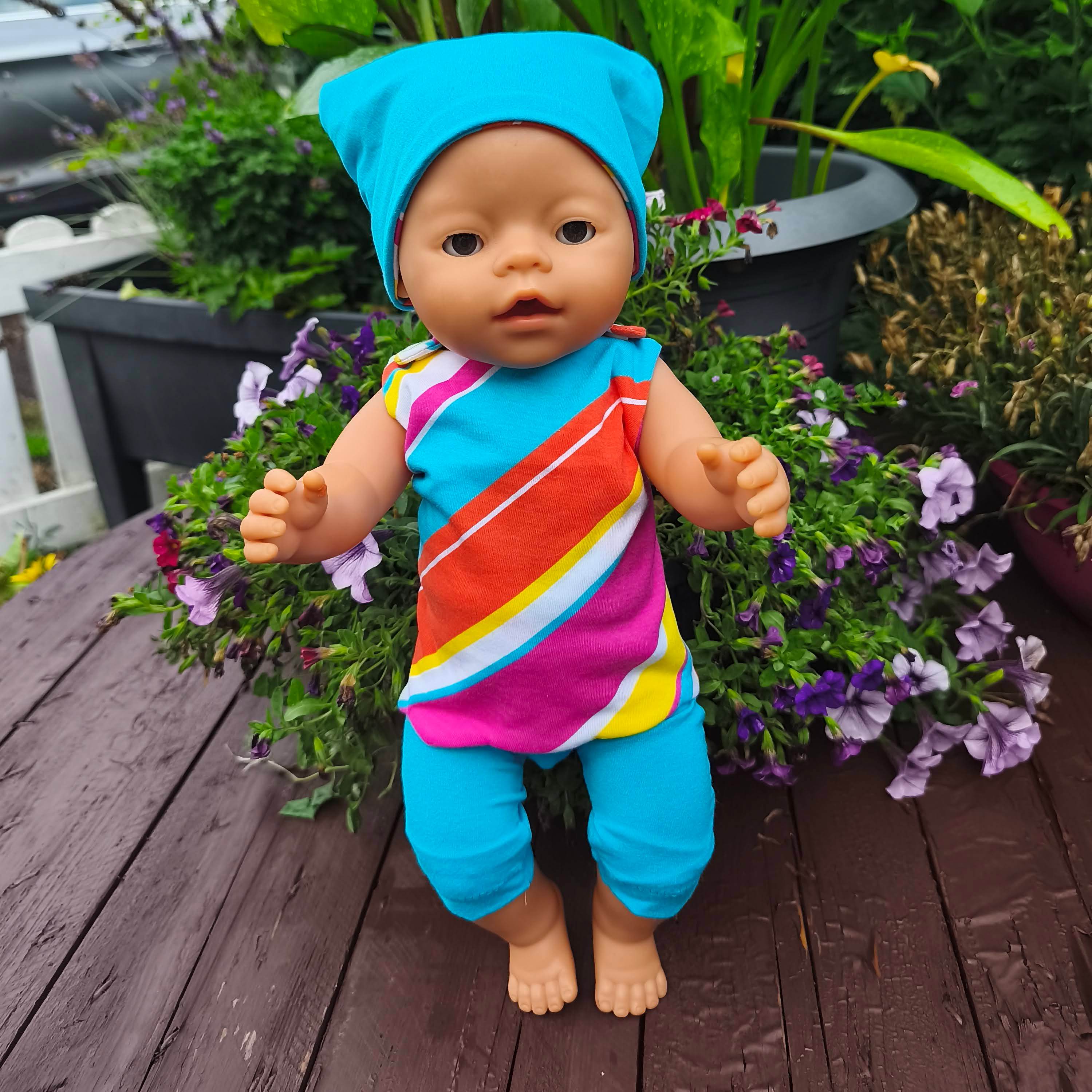Stickdatei Puppenkleidung für Baby Puppe ca. 43cm Sommer Set 2553 - Sewando