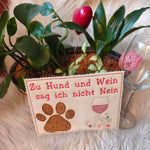 Stickdatei Mug Rug Weinglas Hund und Wein Set 2565 / 2 - Sewando