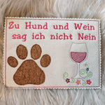 Stickdatei Mug Rug Weinglas Hund und Wein Set 2565 / 2 - Sewando