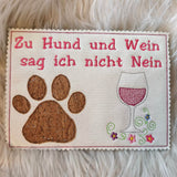 Stickdatei Mug Rug Weinglas Hund und Wein Set 2565 / 2 - Sewando