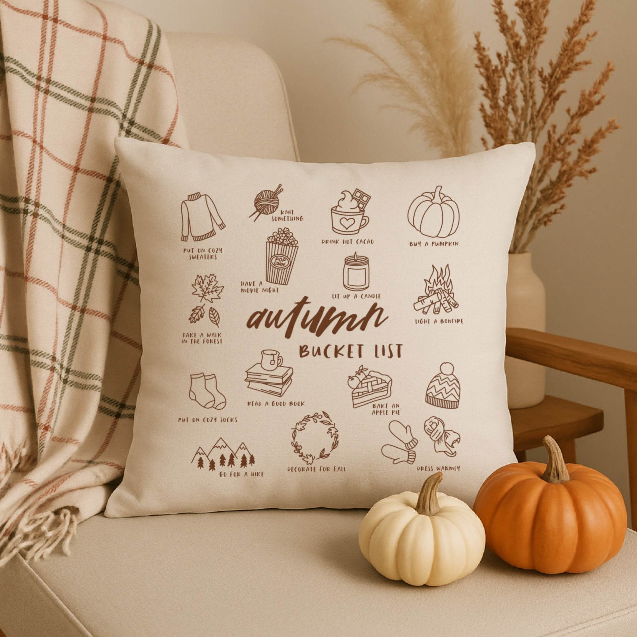 Digitale Plotterdatei – Autumn Bucket List | Herbstliches Line Art Design - Sewando
