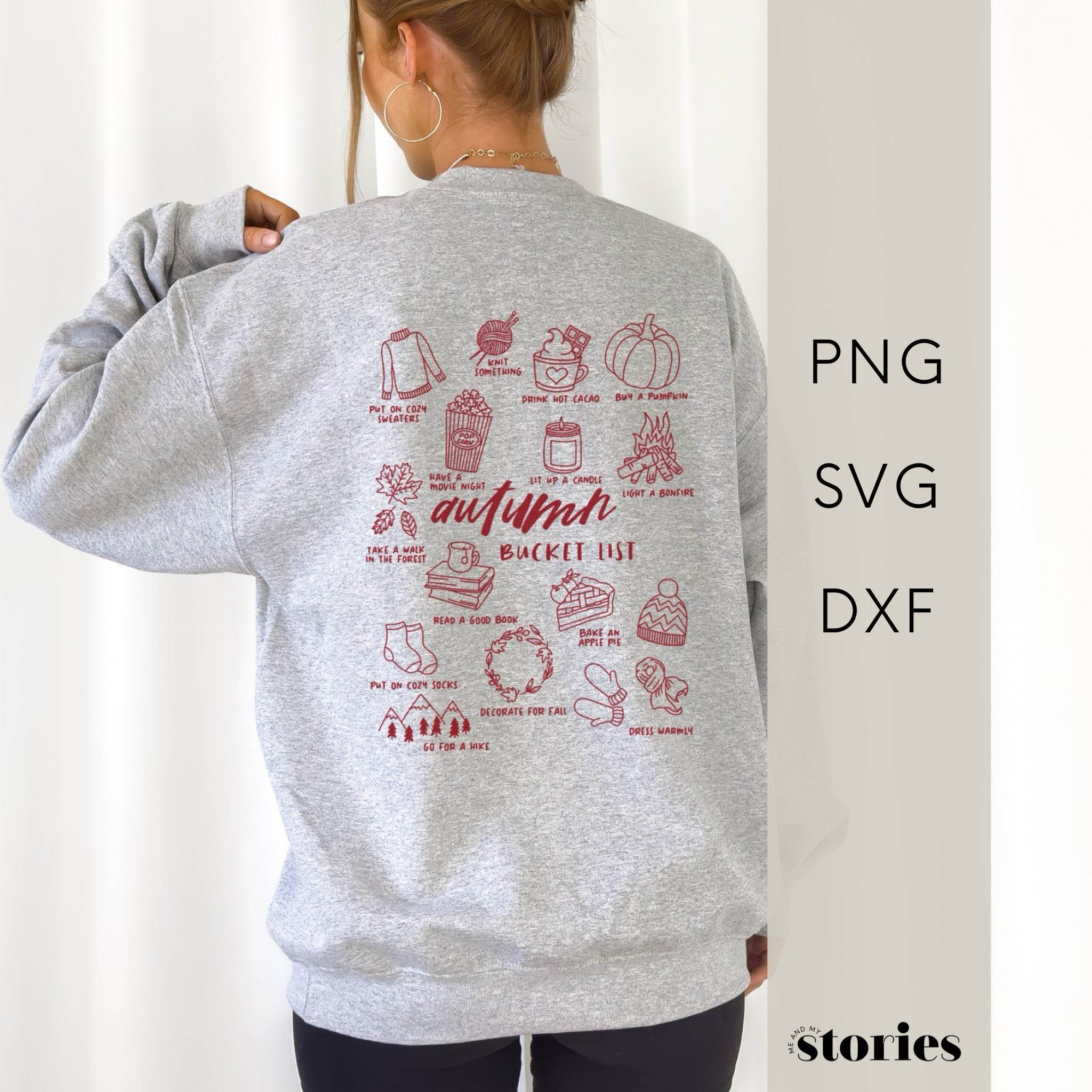 Digitale Plotterdatei – Autumn Bucket List | Herbstliches Line Art Design - Sewando