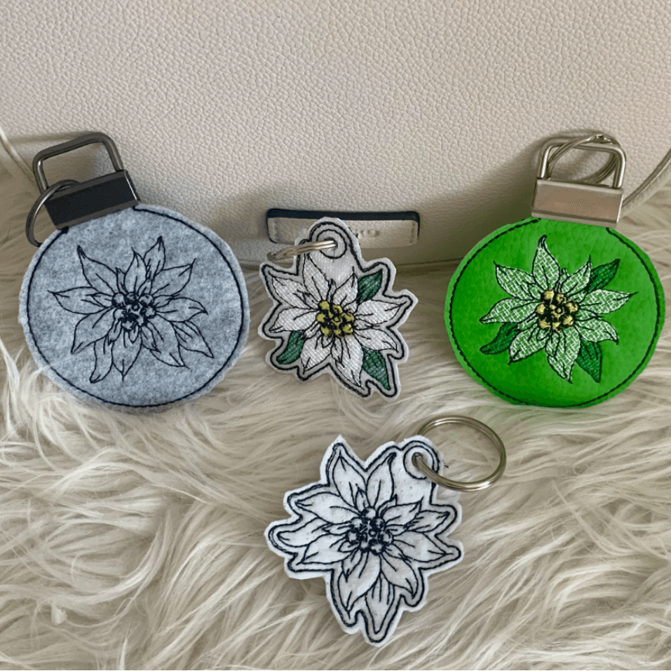 Stickdatei Edelweiss Schlüsselanhänger In the Hoop Set 962 - Sewando